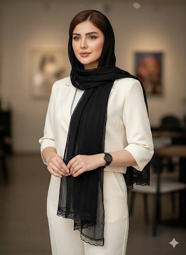 شال توری مشکی زنانه