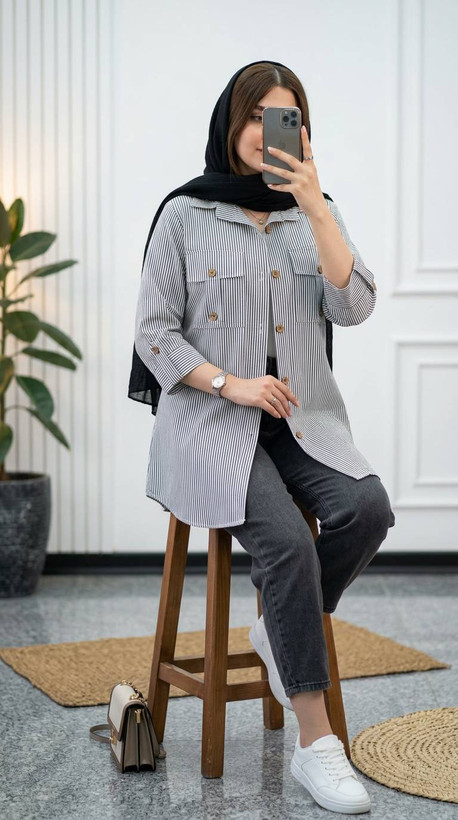 مانتو شومیزی داکرون دو جیب زنانه - فروشگاه راشین سی تی