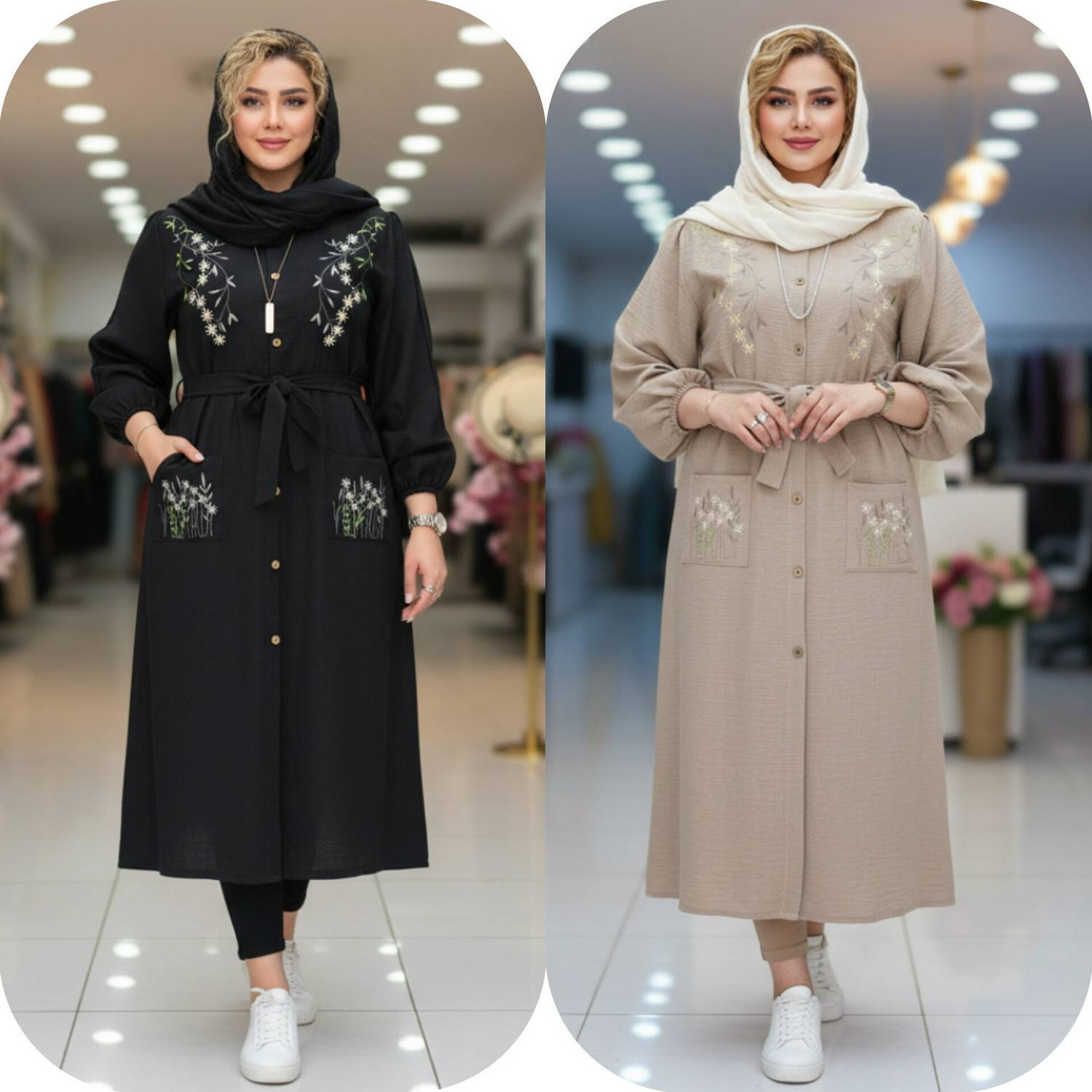 مانتو شانتون گلدوزی زنانه - فروشگاه راشین سی تی