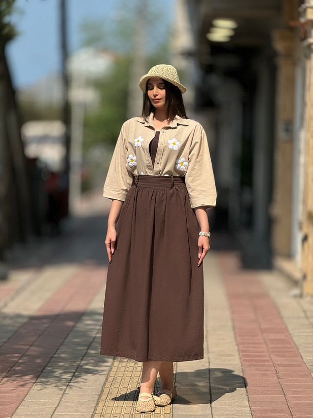 دامن لینن استایل اسپرت زنانه - فروشگاه راشین سی تی