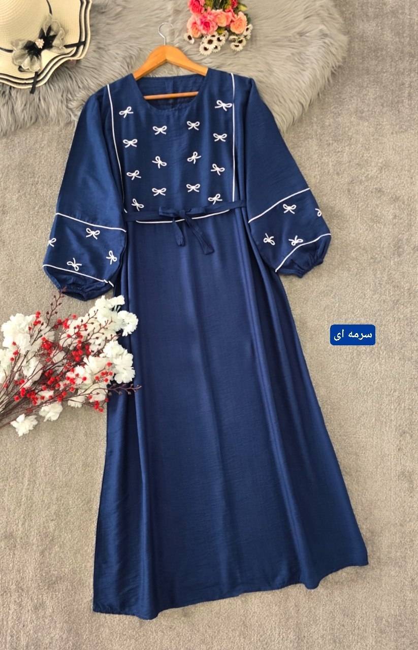 پیراهن -کفتان بلند زنانه گلدوزی پاپیون - فروشگاه راشین سیتی
