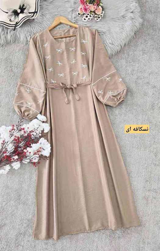 پیراهن -کفتان بلند زنانه گلدوزی پاپیون - فروشگاه راشین سیتی