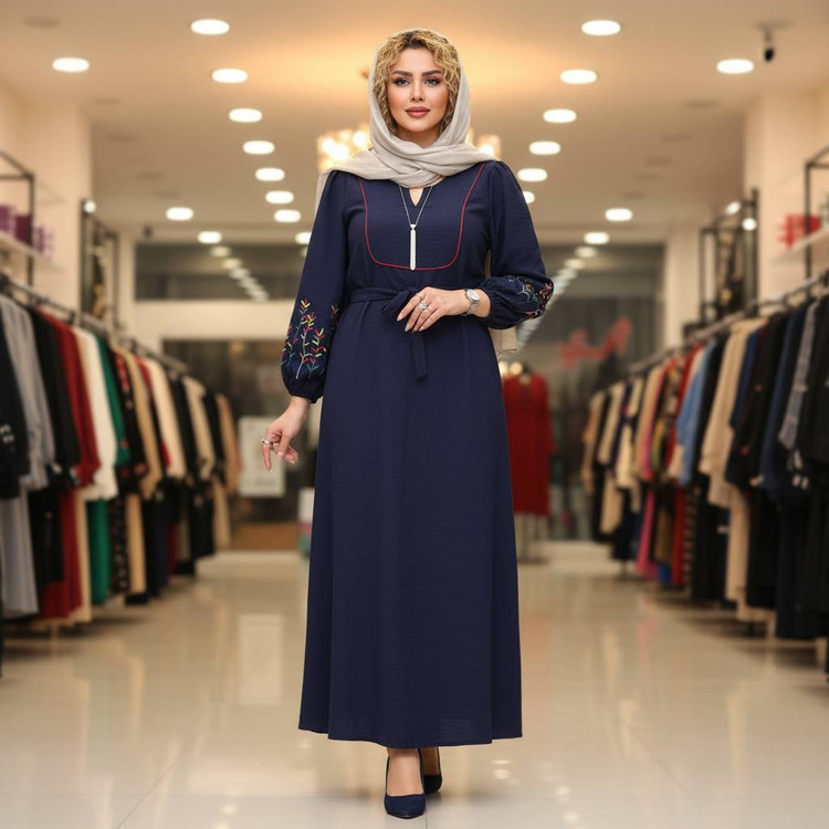 مانتو بلند-کفتان گلدوزی فریسایز تا ۵۰ - فروشگاه راشین سیتی