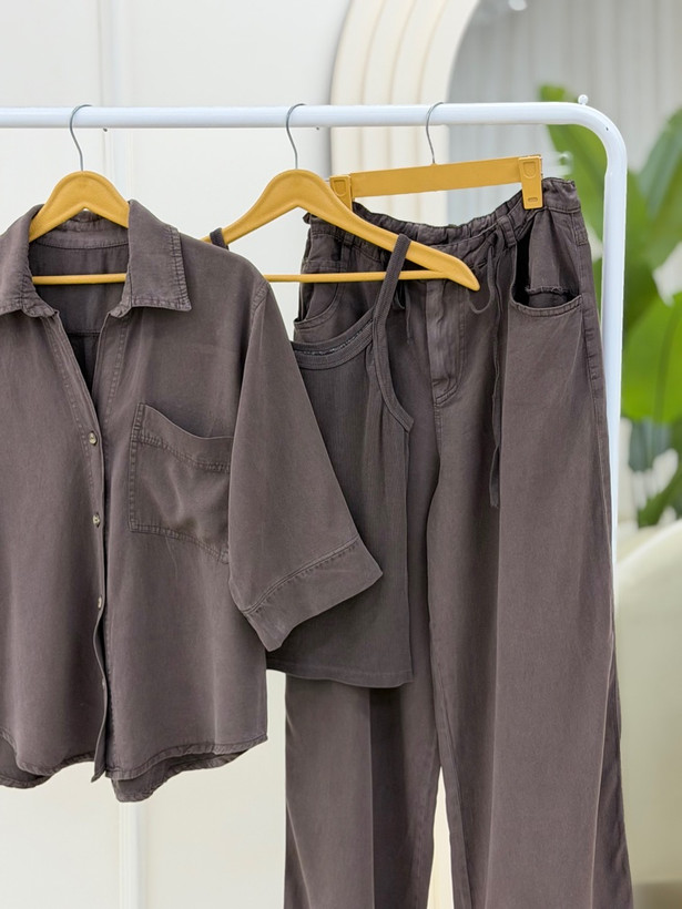 ست شومیز شلوار و تاپ سیلک سنگشور فریسایز تا ۴۲ - فروشگاه راشین سیتی