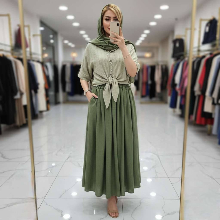 شومیز کوکدوزی و دامن شانتون زنانه فریسایز تا۴۸ - فروشگاه راشین سیتی