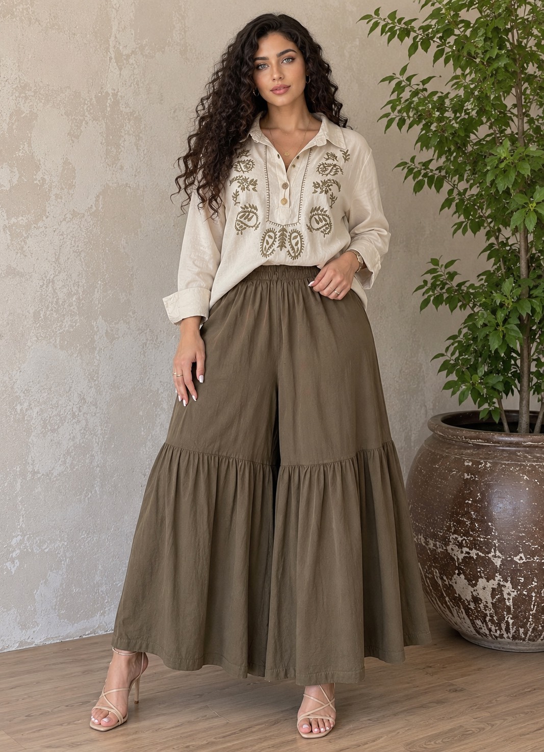 ست شومیز شلوار زنانه الیاف گلدوزی