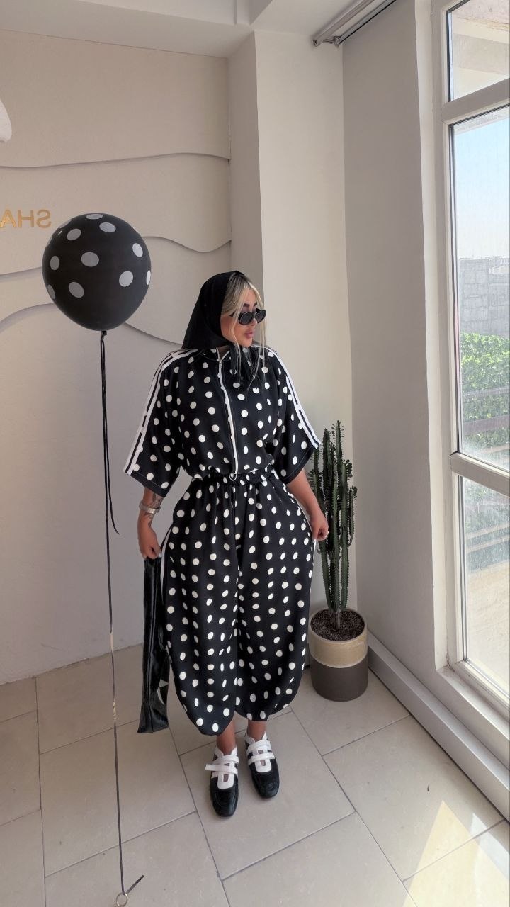 ست بامبر شلوار مازراتی خالخالی زنانه