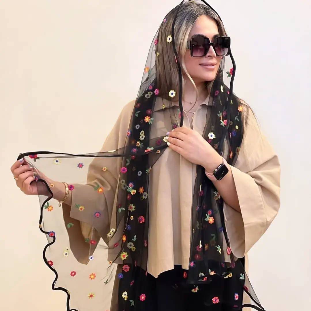شال توری زنانه گلدوزی شده وارداتی