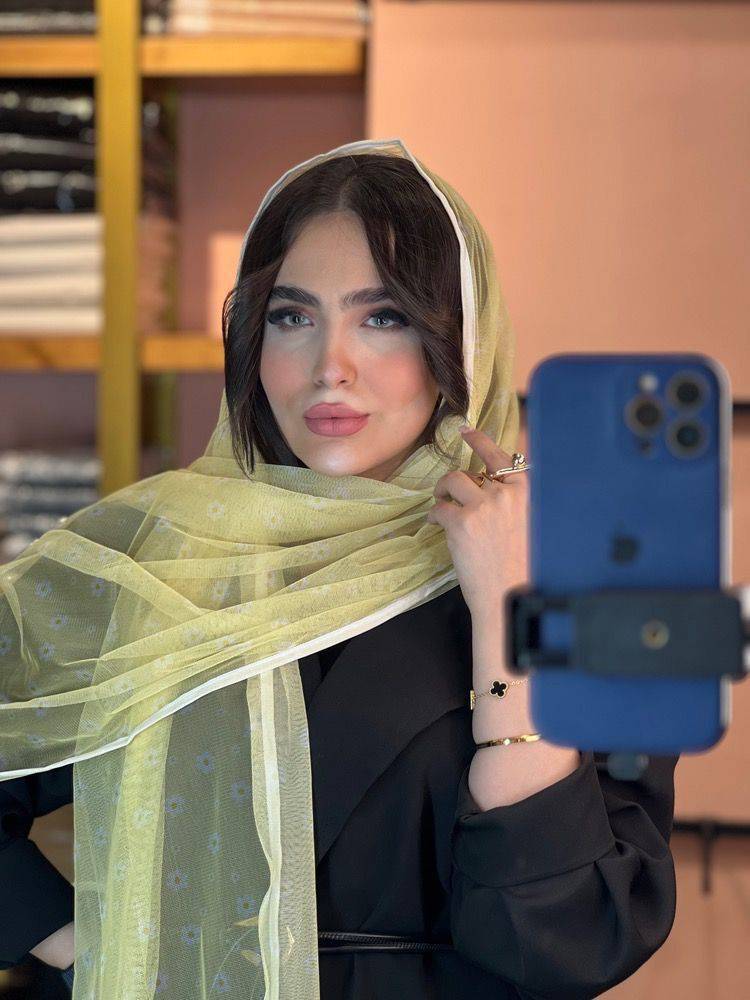 شال توری لیمویی زنانه
