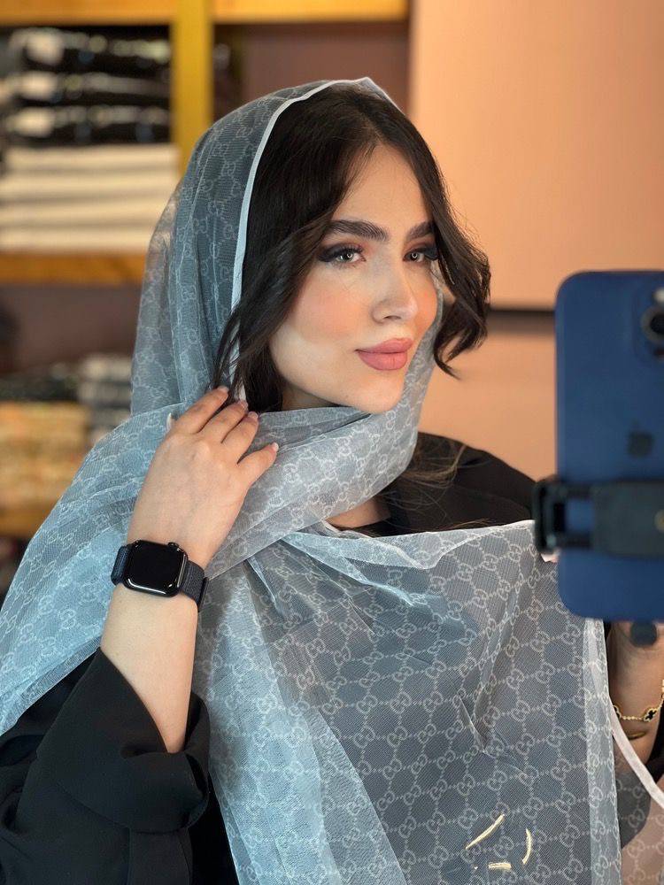 شال توری آبی آسمانی زنانه