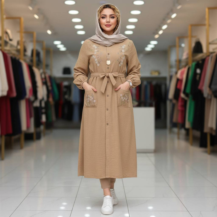 مانتو شانتون گلدوزی زنانه