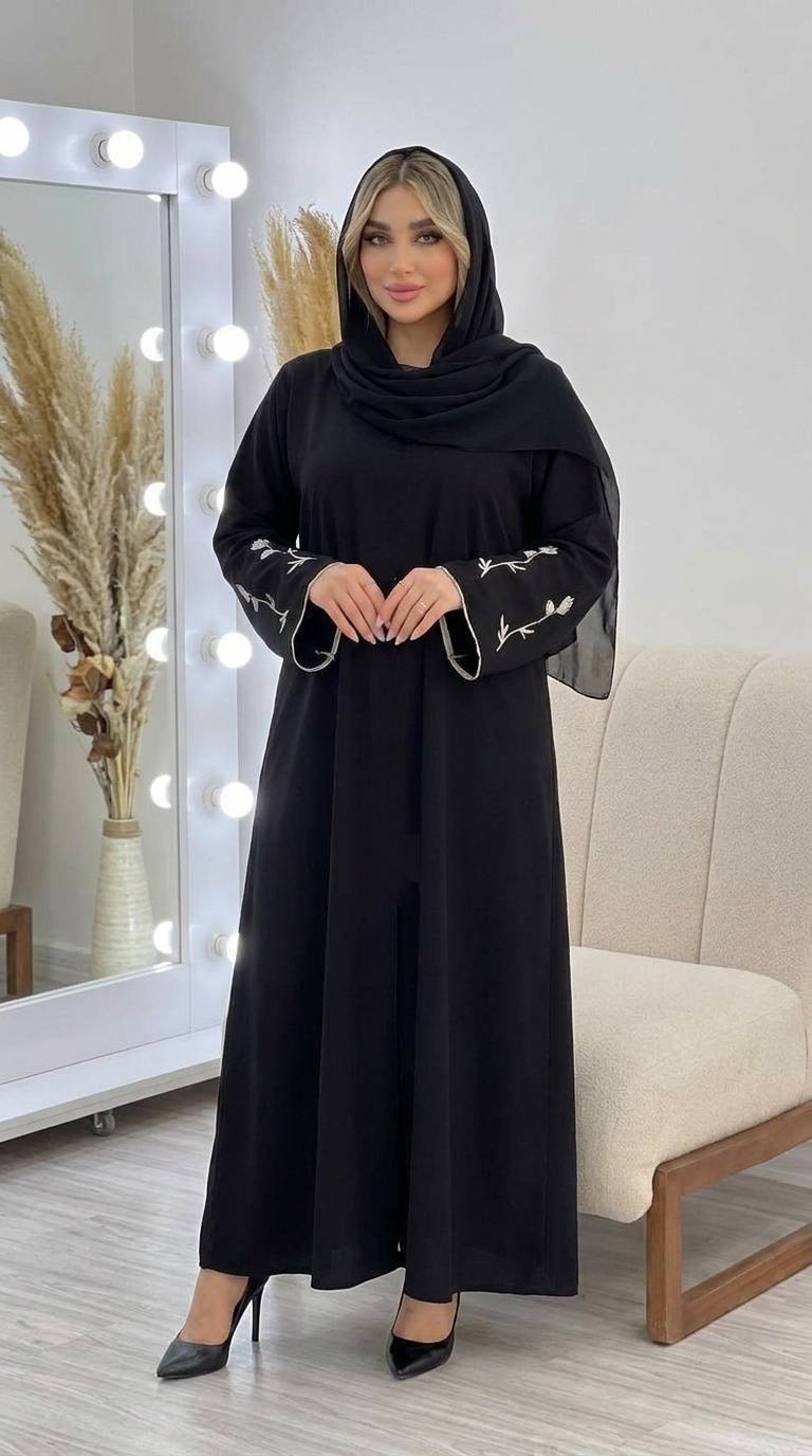 عبا الیزه مشکی زنانه فریسایز