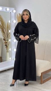 عبا الیزه مشکی زنانه فریسایز